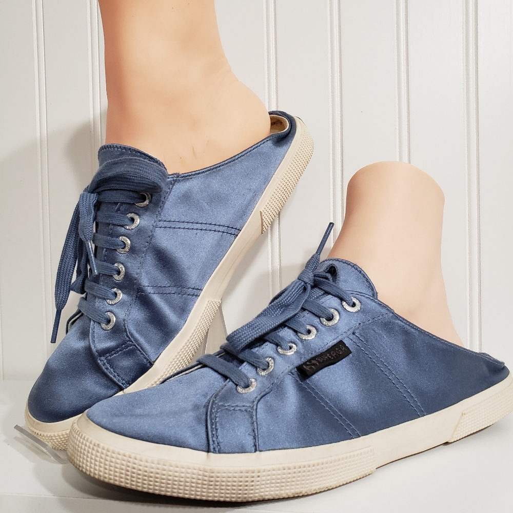 Superga Blue Satin Slide Sneakers - Sz 10